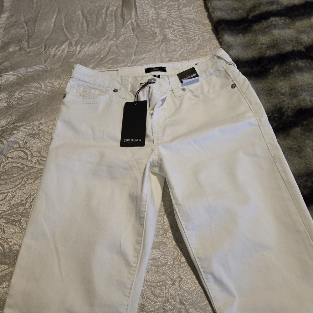 True Religion White Mid Rise Bootcut Jeans